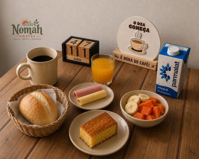 Breakfast meal, Nomah Hostel 2, São José do Rio Preto