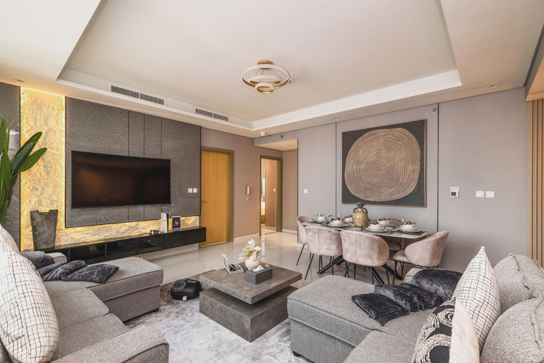 Living area 2, Gogoto12 Luxury Skyline 2BR with Burj Khalifa view, Dubai