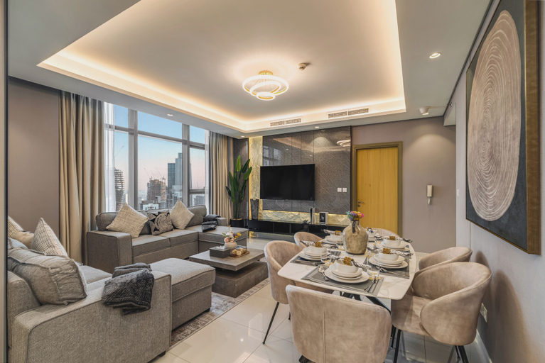 Living area 5, Gogoto12 Luxury Skyline 2BR with Burj Khalifa view, Dubai