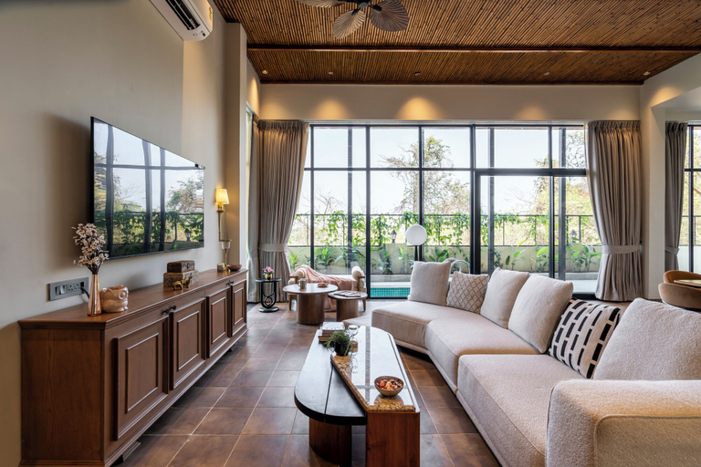 Living area 5, Staymaster Timber Ridge - 4BR with Pool, North Goa