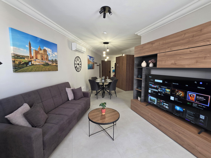 Living area, Central Msida 1BR APT with Terrace