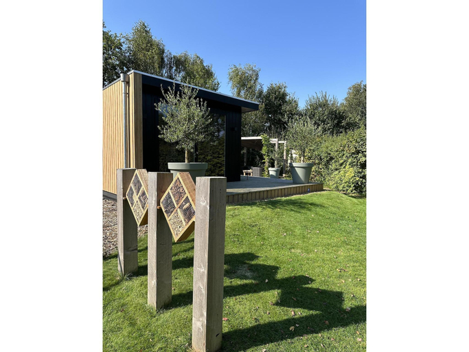 Exterior view 4, Chalet de Blauwe Regen with Sun Terrace, Hardenberg