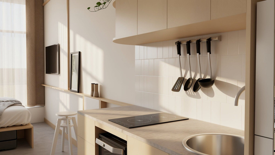 Private kitchen, Darwin CBD Studio With Rooftop Deck, Darwin