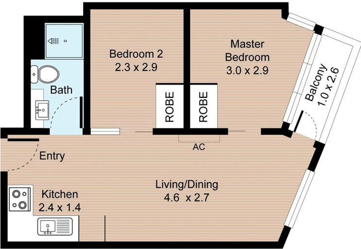 Floor plan, Stylish 2-bed Apartment Near Melbourne Central, Melbourne