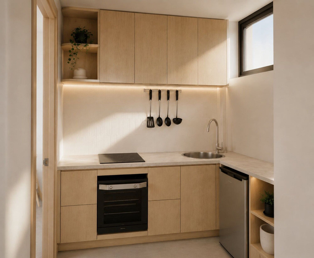 Private kitchen, Darwin CBD 1-bed Apartment With Rooftop BBQ, Darwin