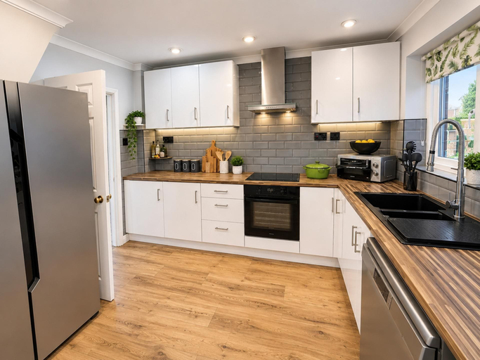 Private kitchen, 4-bed - Sleeps 8 - Games Room & Free Parking, Northamptonshire