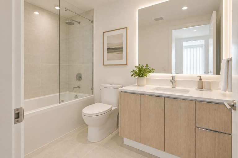 Bathroom, Lawrence Grove Suites, Toronto