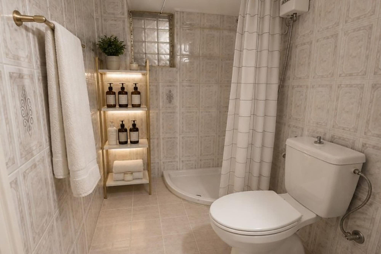 Bathroom amenities, Casa Katerina studio apartment, Crete