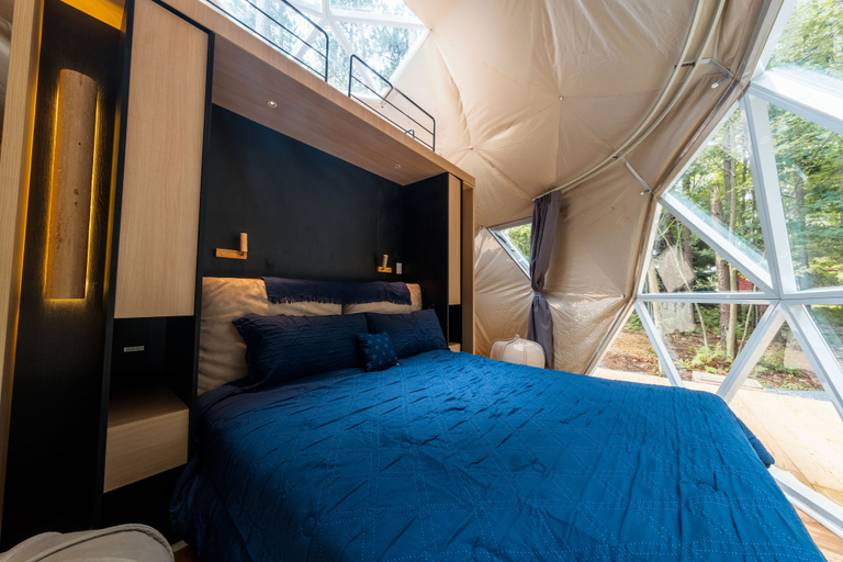 Living area, Beehive Domes at Bumblebee Campground, Garrett