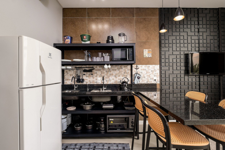 Private kitchen, Modern Studio 750m From Canas Beach Tps108, Florianopolis