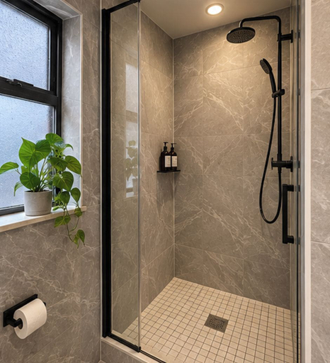 Bathroom shower, The Solitaire Hotel, Greater Vancouver