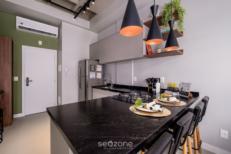 Private kitchen 4, Modern Studio 750m From Canas Beach Tps108, Florianopolis