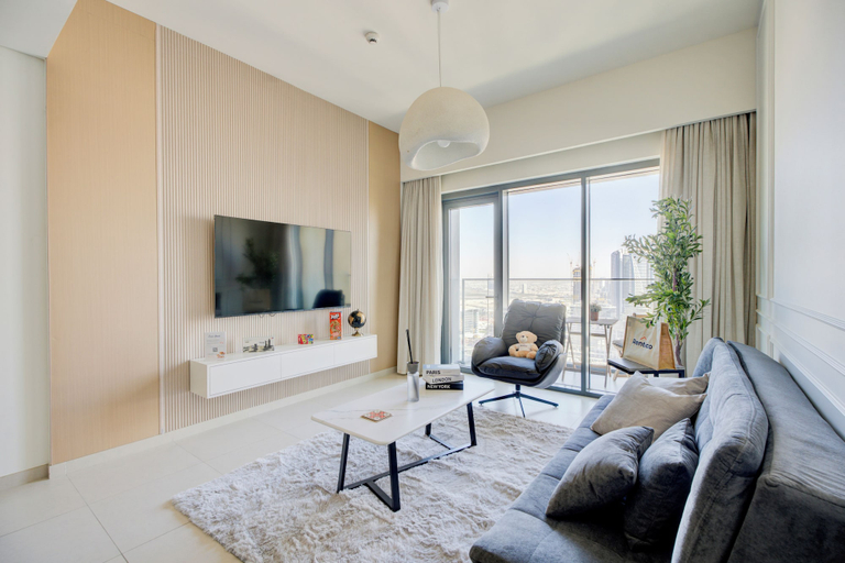 Living area 3, Rentico Lux 1BR Skyline View Burj Royale, Dubai