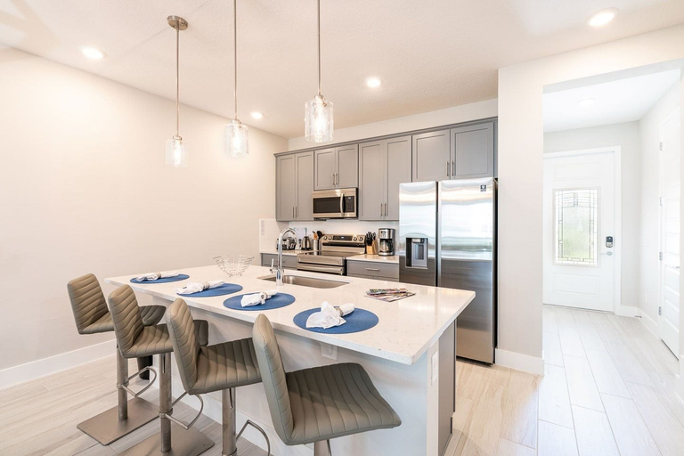 Private kitchen, Magical Townhouse With Games Room at Reunion, Osceola