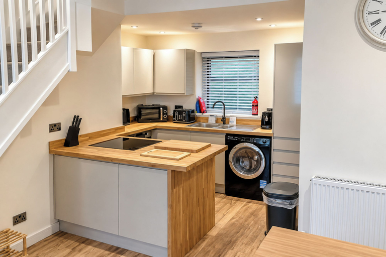 Private kitchen, 3-bed Terrace House in Porth, Sleeps 6, Rhondda, Cynon, Taff