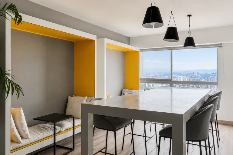 Reception hall 4, Loft con vista al mar y piscina Barranco, Lima