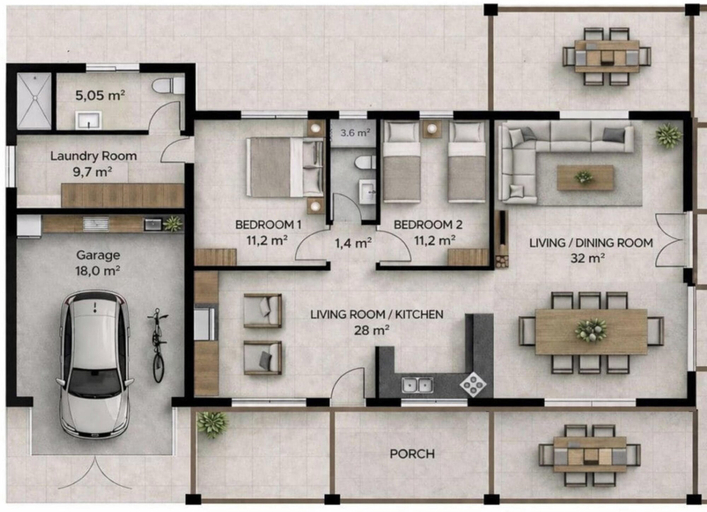 Floor plan, Finca in Santa Magalida With Wifi, Baleares