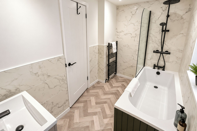 Bathroom 2, 3-bed Terrace House in Porth, Sleeps 6, Rhondda, Cynon, Taff