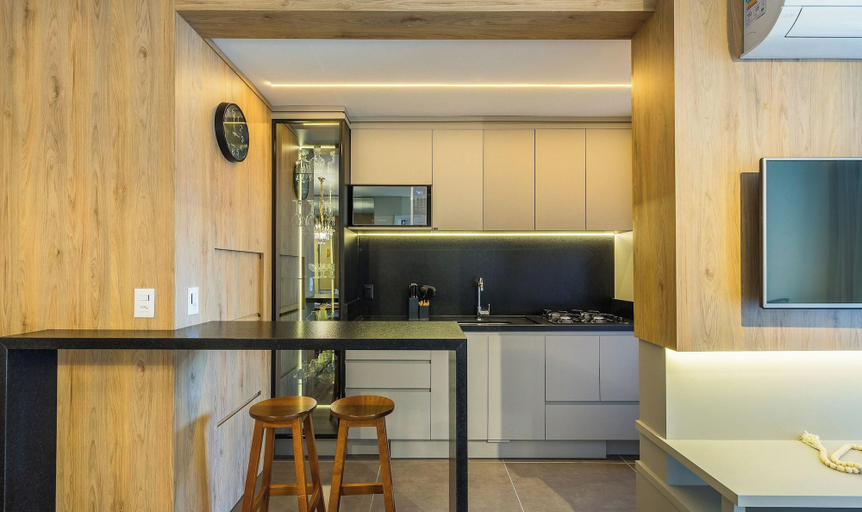 Private kitchen 5, Charming apartment with fireplace in Gramado STA0305, Gramado