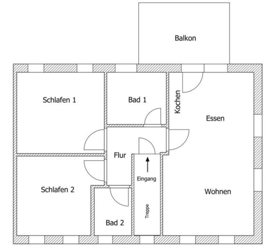 Floor plan, Holiday Apartment With 2 Bedrooms, Wittmund