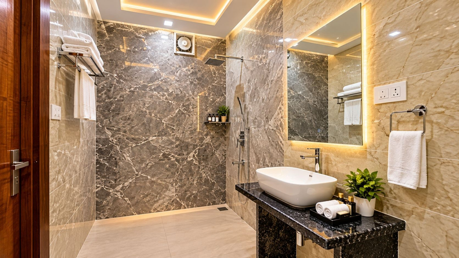 Bathroom 3, Hotel Ganga Palace - Ellara Hotels, Agra