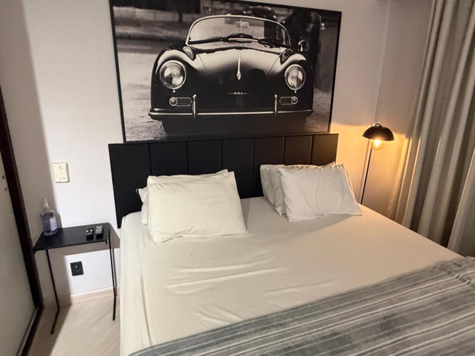 Bedroom, Flat de Luxo em Hotel 4E na Av Ibirapuera em Moema, São Paulo