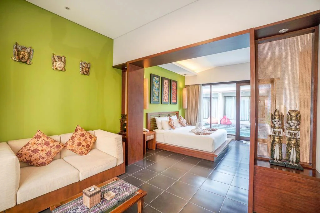 Bedroom, Lagoon Pool Access 5 mins ride to Jimbaran Beach, Badung