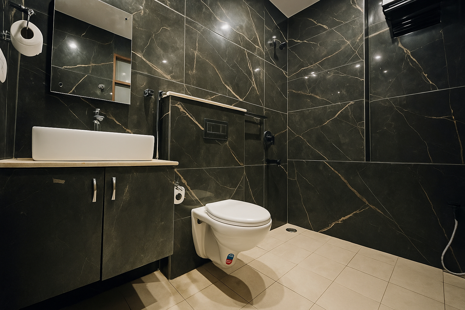 Bathroom 2, Hotel Palm View by JMD Group, Delhi