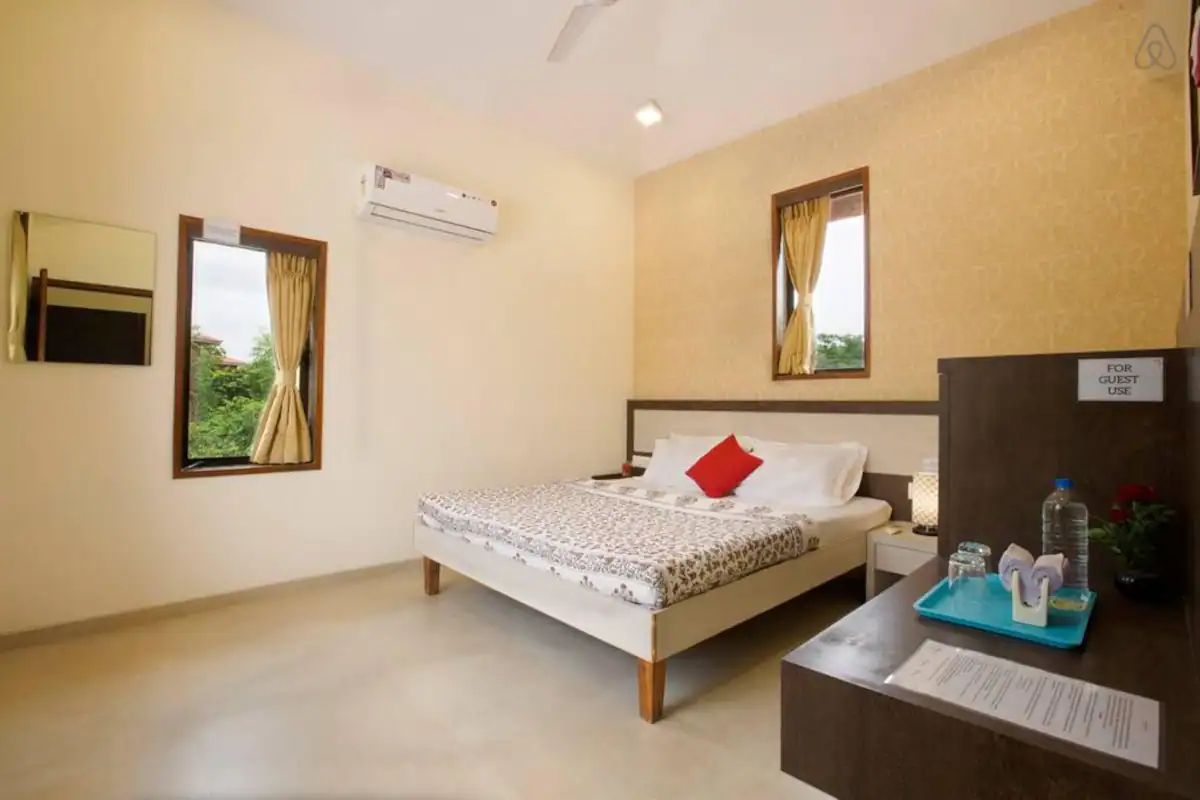 Bedroom 3, SaffronStays Nithyam-Budget Pool villa for Parties, Palghar