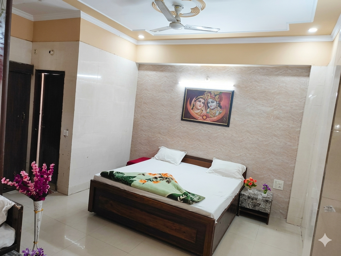 Bedroom, SHRI HARIVANSH SEWA KUNJ - Near Banke Bihari Temple Vrindavan, Mathura