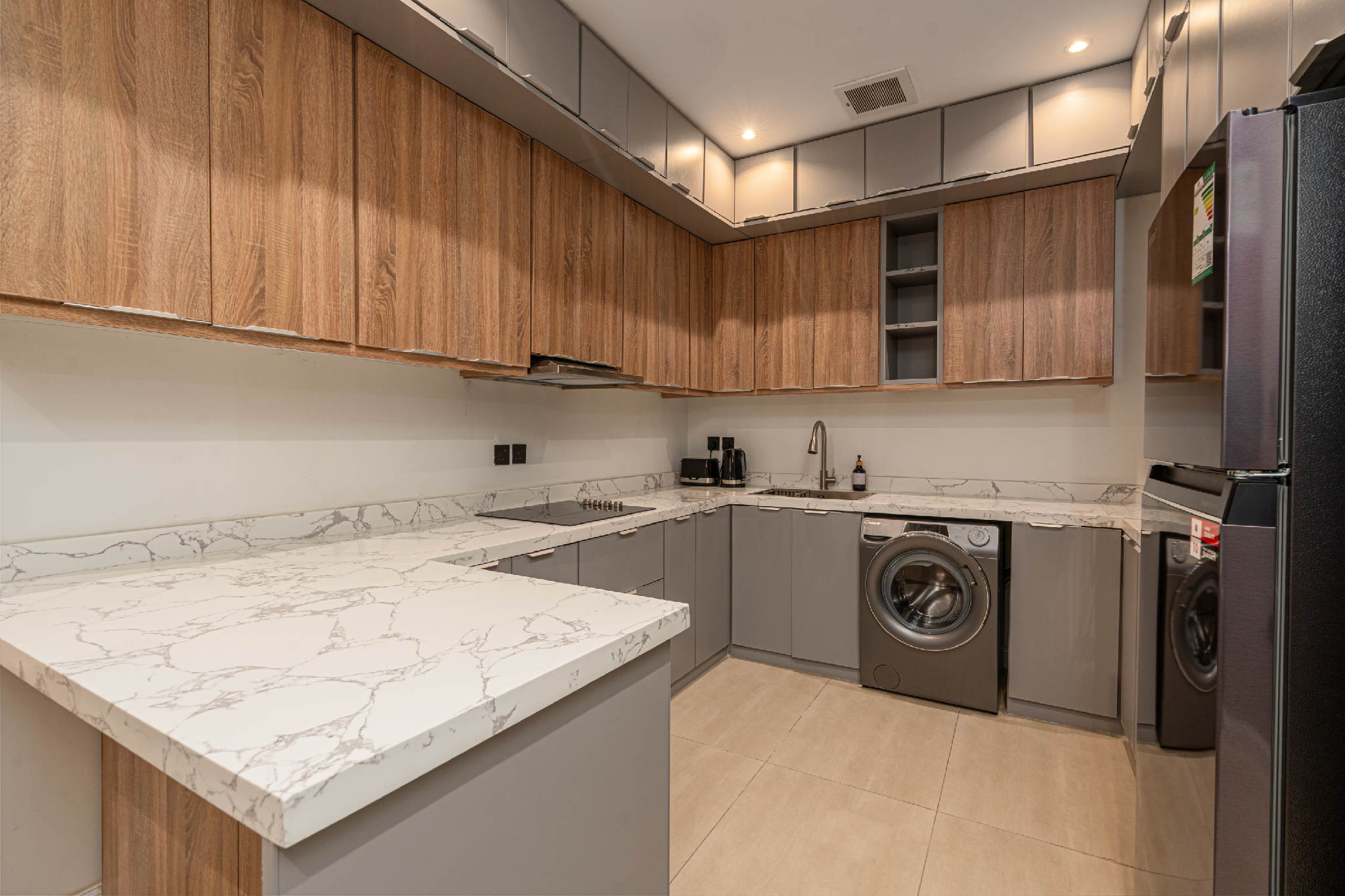 Kitchen, Apartment Luxurious & Modern Design in Alnarjis, Riyadh