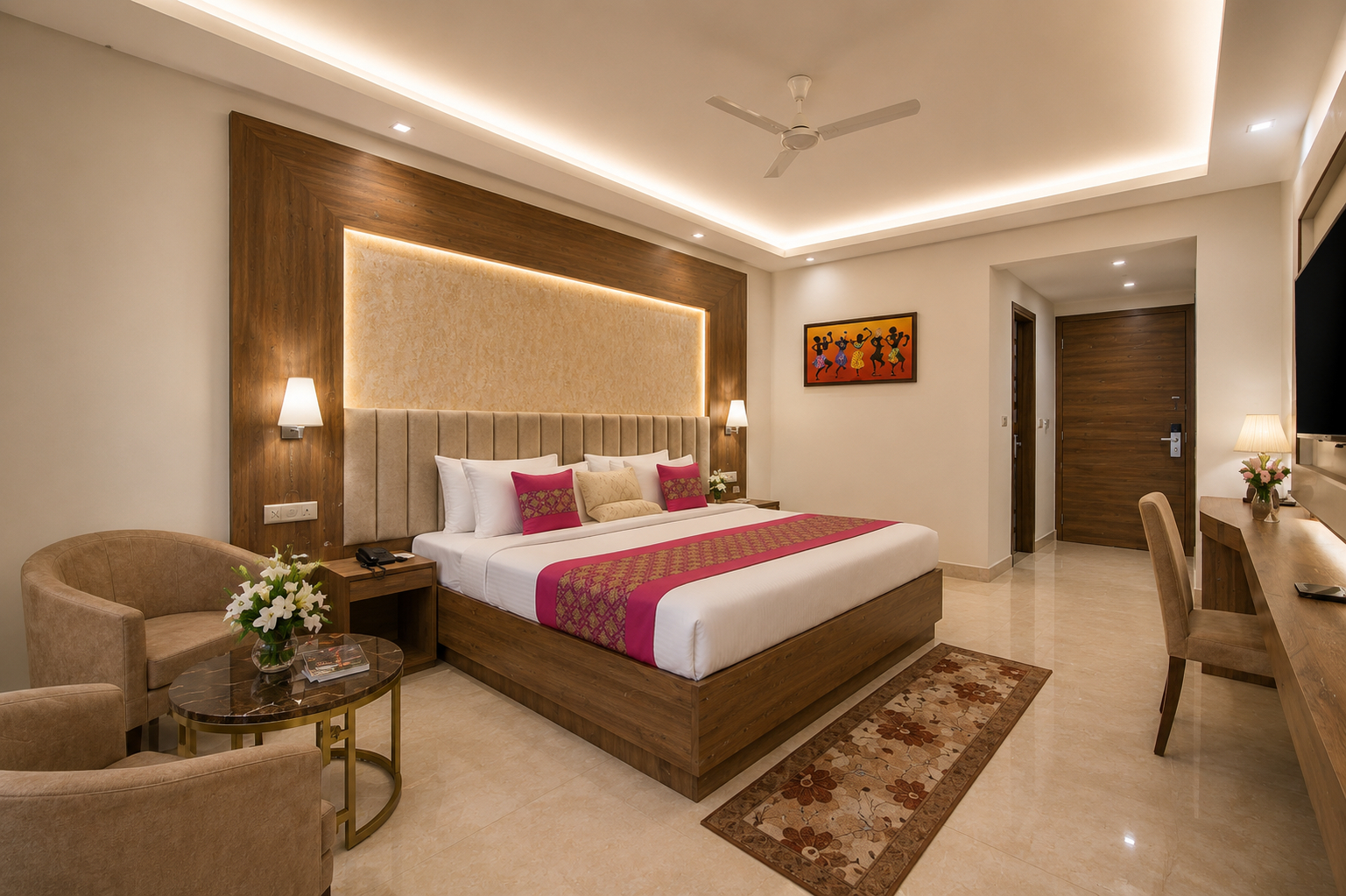 Bedroom 4, Hotel Prithvi Palace With Airport Transfer, Delhi
