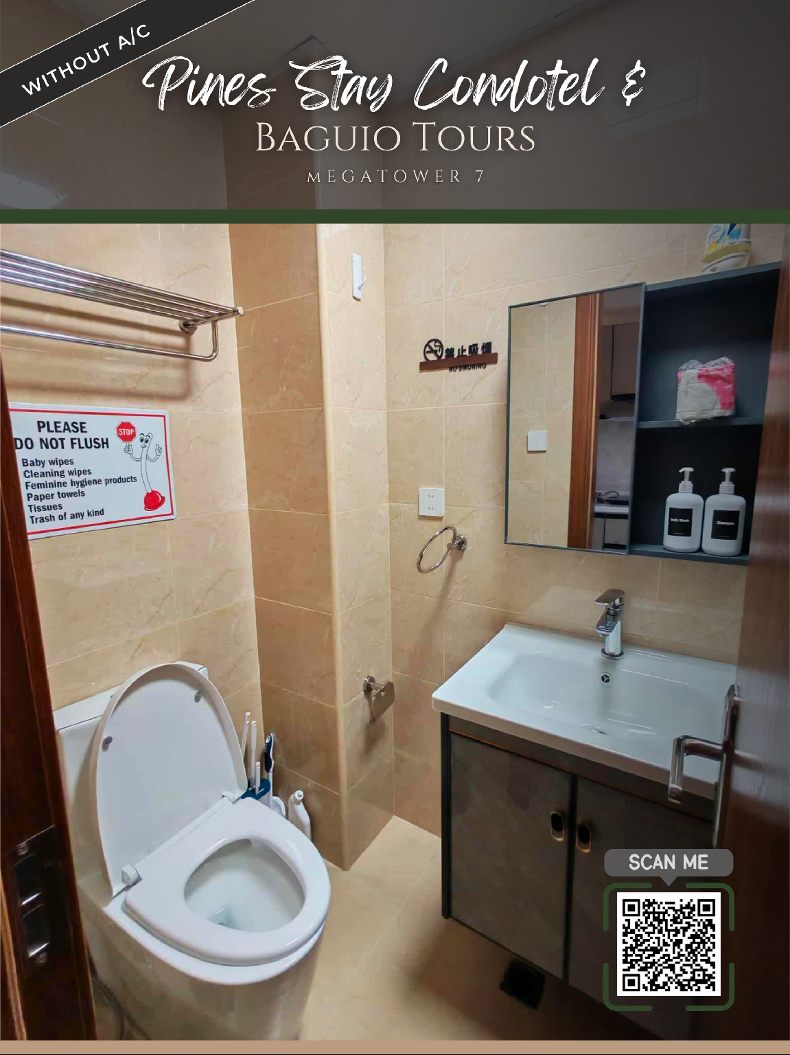 Bathroom 3, Megatower7 Pines Stay Condotel Near SLU mn & SM 3F47B, Baguio City