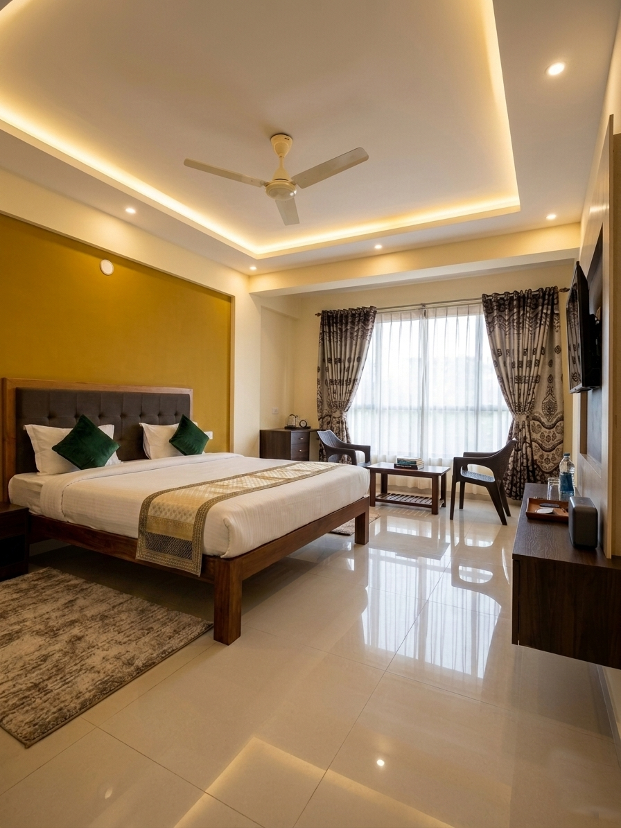 Bedroom 3, Morjim Pride Hotel with Swimming Pool near Morjim Beach , North Goa