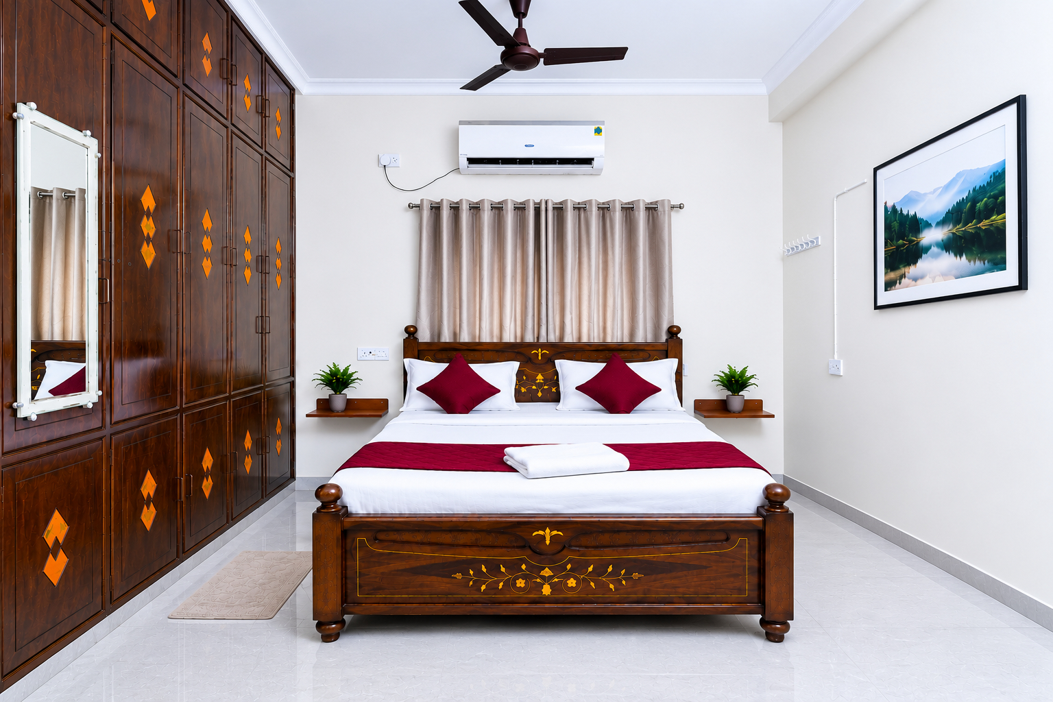 Bedroom 2, SLS HOMESTAY - Luxury AC Service Apartments 1BHK, 2BHK, 3BHK, Chittoor