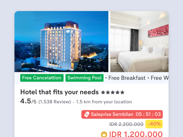 Select the hotel you want and complete the required details. Make sure the data you enter are correct before proceeding.