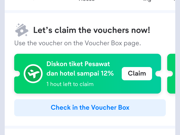 After the transaction is complete, the voucher will appear on the app's homepage. Tap the "Claim" button to get the voucher you want.