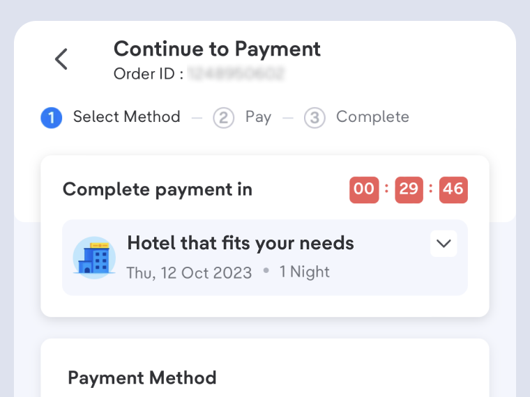When all the required data is filled out, continue to payment and complete the transaction before the time limit runs out.