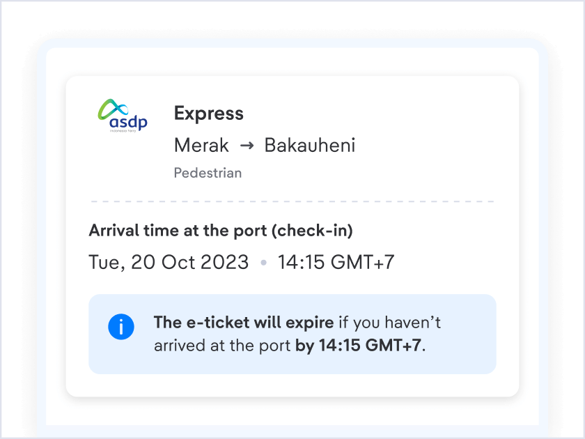 Make sure you read the important info regarding your trip, such as estimated crossing and arrival time at the port (check-in).