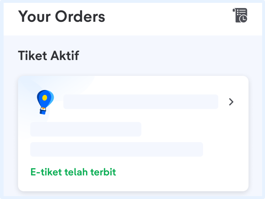 Pilih aktivitas yang mau kamu refund di bagian Tiket Aktif di halaman Your Orders.