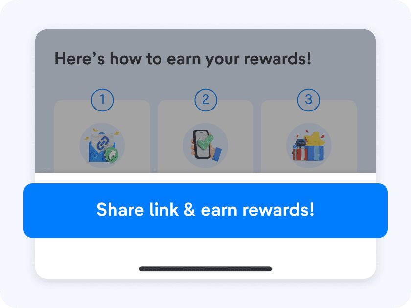 Click the button on the Share & Win page to share a unique link with your friends.