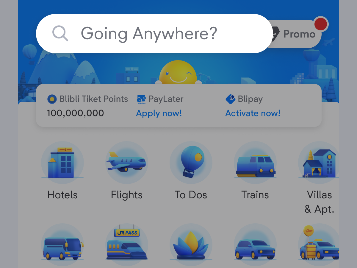 Open tiket.com. Search and choose the products you want, then continue to pay.