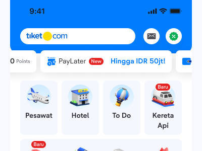 Tap menu “PayLater” di aplikasi tiket.com.