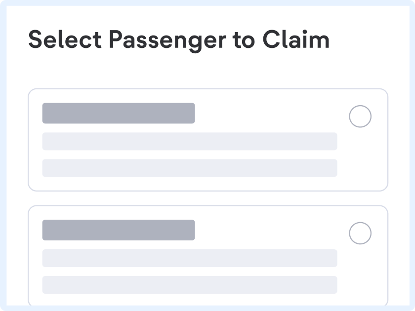 Select a passenger that you want to claim the insurance.