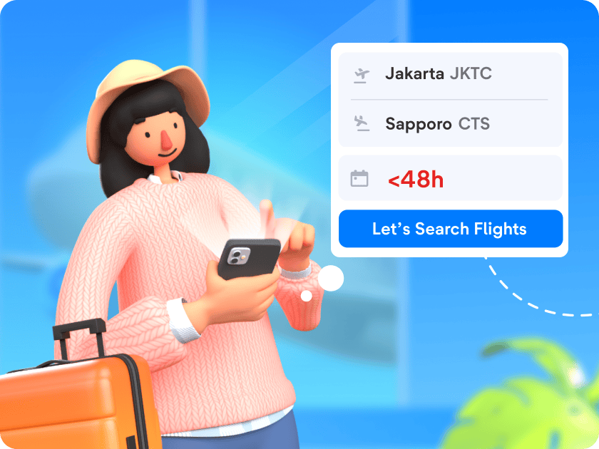 The new flight must depart within 48 hours after the original flight schedule, with the same route and class. You can book the tickets at the airport or via tiket.com.