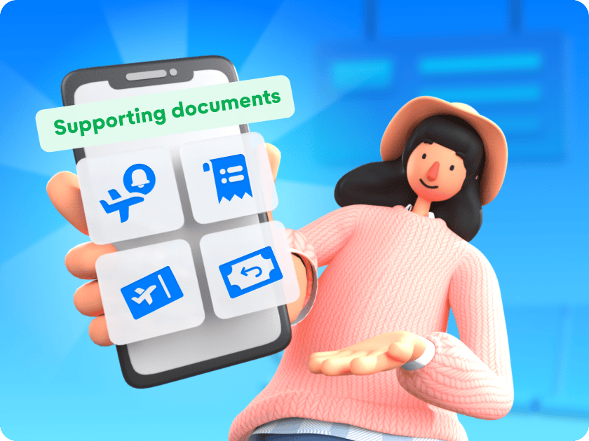 Prepare airline notifications, proof of purchase, boarding pass, and refund receipts (if any).