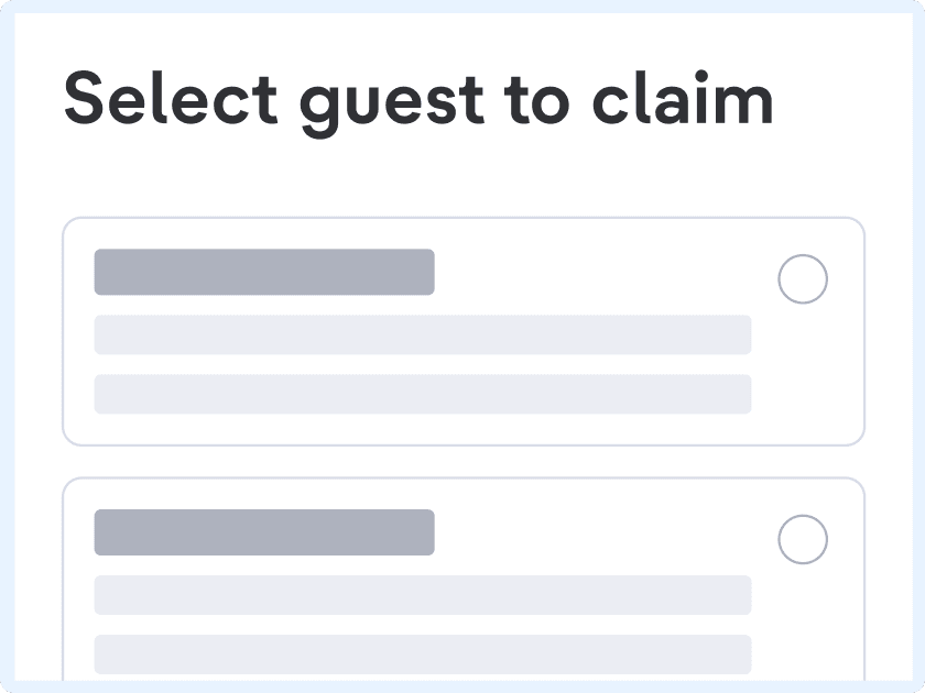 Select a guest that you want to claim the insurance.