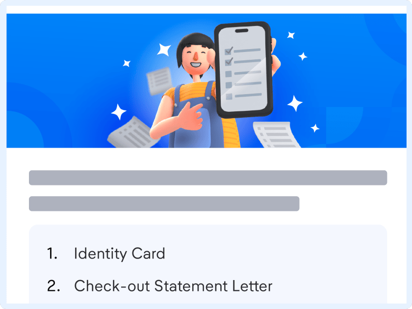 Upload the check-out statement signed by the hotel to submit your claim.