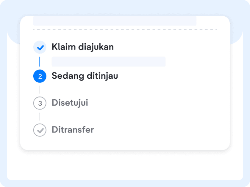 Cek progres dan status untuk setiap klaim yang kamu ajukan.