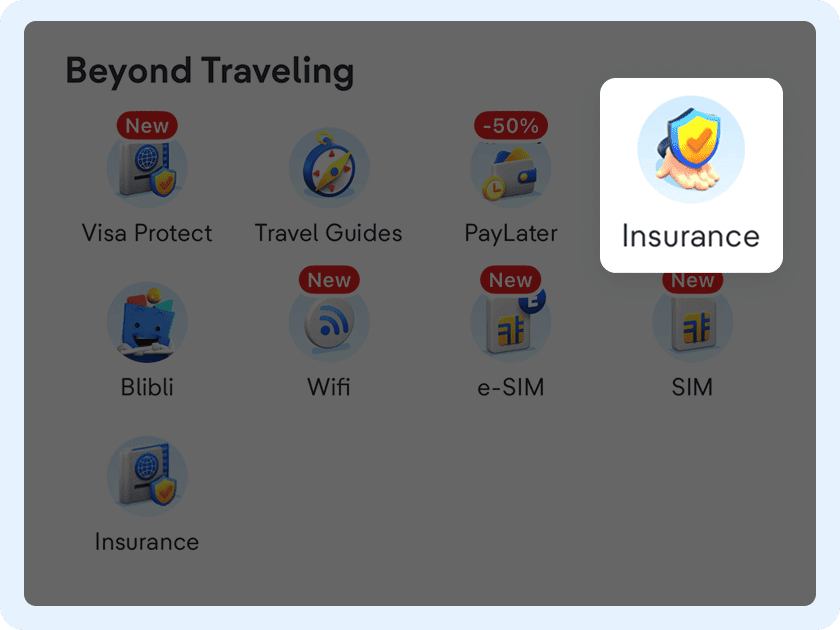 Find and tap the “Insurance” icon on the homepage.